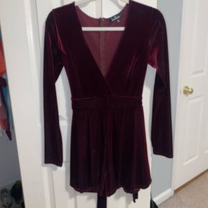 Velvet maroon romper
